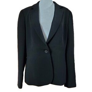 Jones New York Platinum Black One Button Blazer Jacket Womens Sz 10 Office Siren